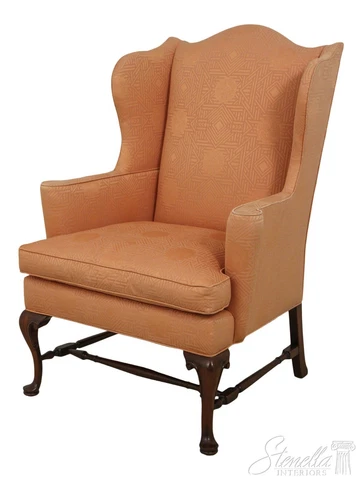 59525EC: SOUTHWOOD Queen Anne Mahogany Stretcher Base WIng Chair Cover