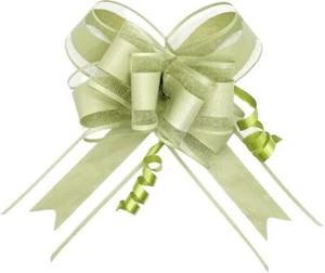 20pcs Olive Green Large Organza Pull Bows for Gift Wrapping 50mm Pulled Bow R... - Picture 1 of 3