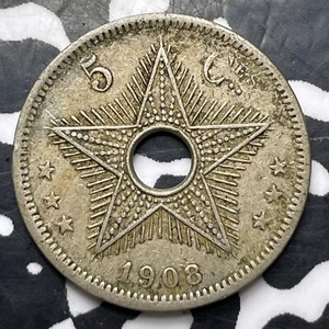 1908 Belgian Congo 5 Centimes Lot#JM8958 Key Date! - Picture 1 of 2