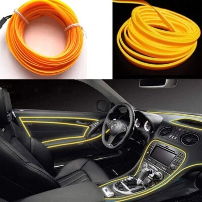STRISCIA INTERNI LUCE AUTO FIBRA OTTICA 12V DECORAZIONE FILO 3MT GIALLO 47 - Immagine 1 di 2