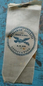 Cinta del 4 de julio de Rochester NY de la Asociación Literaria de Mecánica de la década de 1840 - Imagen 1 de 1