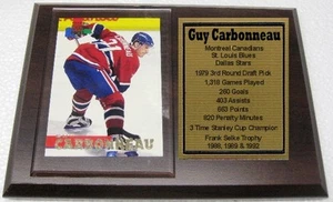 Targa carta hockey Montreal Canadians Guy Carbonneau - Foto 1 di 1