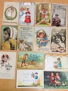 13 ALTE POSTKARTEN GEBURTSTAG MIT KINDERN - Bild 1 von 5