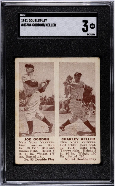 1941 Double Play #83/84 Joe Gordon/Charlie Keller HOF SGC 3 - Image 1 of 2