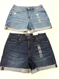 Sonoma High Rise Denim Jean Short Bundle Size 10 Dark & Regular Wash NEW Cuffed - Picture 1 of 10
