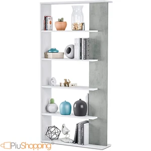LIBRERIA MODERNA MENSOLA SCAFFALE DESIGN IN LEGNO BIANCO PARETE CUCINA SOGGIORNO - Foto 1 di 7