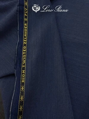 LORO PIANA Suiting Fabric Navy Blue 130s High Twisted Merino Wool Zelander 4.0m - Image 1 of 4