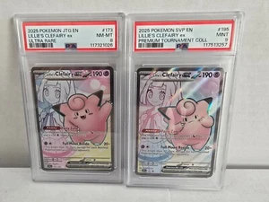 PSA Graded 9 & 8 Pokémon Lillie's Clefairy Ex SVP 195 Black Star Promo & JTG 173 - Picture 1 of 8