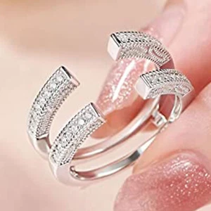 Open Ring Jacket Ring Guard Wrap Insert Engagement Ring for Women 925 Silver - Picture 1 of 6