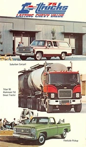 1975 Chevrolet Trucks Diesel, Fleetside, Suburban Vintage Händler Werbung Postkarte - Bild 1 von 2