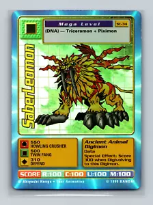 1999 BANDAI DIGIMON #ST 34 SABER LEOMON MEGA HOLO FOIL LP - Picture 1 of 2