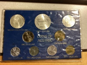 1973 Austria Mint Set 9 nice BU coins, 3 silver, over 1 troy oz - Picture 1 of 2