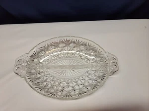Vintage Divided Pressed Clear Glass Oval Relish Tray - Picture 1 of 9