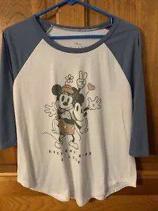 Minnie & Mickey Mouse Disney Jrs T-shirt Size L 3/4 Sleeve - Picture 1 of 5