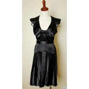Zac Posen Elegant Gothic Vintage 100% Silk Black Flapper Style Dress M L - Picture 1 of 3