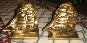 Par de sujetalibros náuticos vintage de metal latón de 10 libras par de veleros antiguos - Imagen 1 de 10
