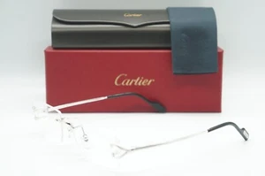 NEW CARTIER CT0563O 002 SILVER TRANSPARENT AUTHENTIC SUNGLASSES FRAME 56-18 - Picture 1 of 5