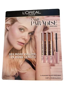 L’Oreal Paris Lash Paradise Mascara Blackest Black 0.28 oz -Pack of 3 - Picture 1 of 2