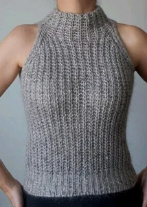 D.Exterior Mohair Mischung Metallic Strick Pailletten ärmellos Rollkragen Oberteil Pullover! - Bild 1 von 5