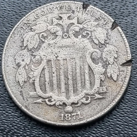 1871 Shield Nickel 5c Better Grade XF Details #41439 Cover