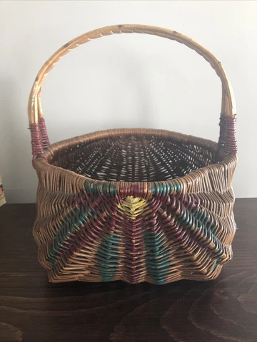 VINTAGE HANDPAINTED HANDLED FLORAL BASKET Cover