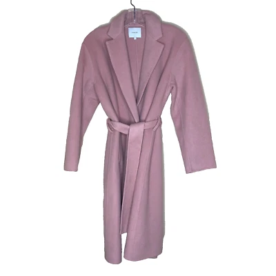 Abrigo Vince Talla Pequeña Rosa Lana Cinturón Largo Manga Larga Foto 1 de 4