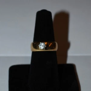 14k Yellow Gold Wide Band Solitaire Diamond Ring Approx .50ct ~ Size 6.5 & 8.7g - Picture 1 of 8