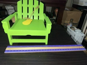 Decorative Mini Wooden Beach / Lawn Chair Green w/Flip Flop Decoration Summer - Picture 1 of 14