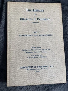 Library of Charles Feinberg autographs manuscripts Parke-Bernet Galleries 1968 - Picture 1 of 9