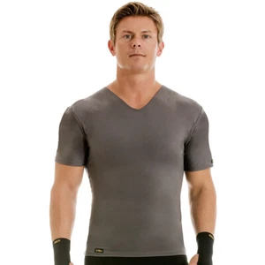 Insta Slim Pro Active Wear V-Neck Compression Slimming Under Shirt - Forza Gray - Picture 1 of 3