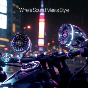 Waterproof Bluetooth Motorcycle Stereo LED Speakers Audio System Harley Chrome - Picture 1 of 9
