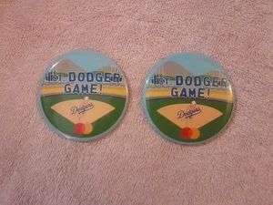 Lot 2 Dodgers Pins Buttons 1st Dodger Game! Vintage? 3" - Picture 1 of 6
