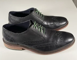 Scarpe Cole Haan uomo 13 Colton punta alare pelle nera Oxford verde stringate - Foto 1 di 13