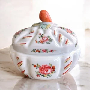 18th Century Glass Lidded Sugar Bowl roses - Picture 1 of 12