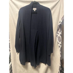 Pure Collection Cashmere Long Sleeve Open Front Cardigan Size 14/16 Dark Blue  - Picture 1 of 6