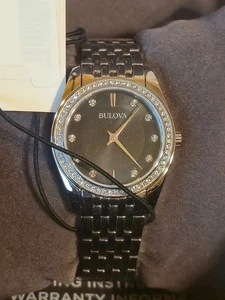 Bulova 96L317 Classic Crystal Stainless Steel Quartz Ladies Watch / NEW WITH TAG - Picture 1 of 5