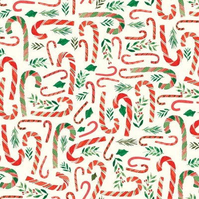 Tela Feline Drive MINIATURAS DE NAVIDAD 4 vías bastones de caramelo cuarto de grasa 18x22 FQ Foto 1 de 4