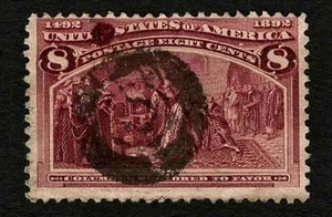 US 1893 #236 Columbus Exposition 8c Magenta Cercle Anneaux Annuler Occasion - Photo 1/2