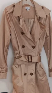 Medium Gold Double Breasted Joan Rivers Duster Raincoat With Belt - Picture 1 of 12