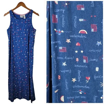 Vtg Overall Mini Size Small Blue Petite Denim Jean American Flag USA July 4th - Image 1 of 4