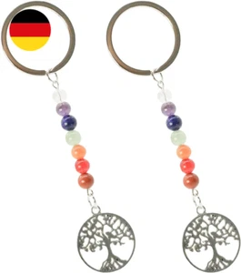 Schlüsselanhänger, Edelstein, Baum des Lebens, Schlüsselanhänger, 7 Chakra, 2 St - Bild 1 von 6
