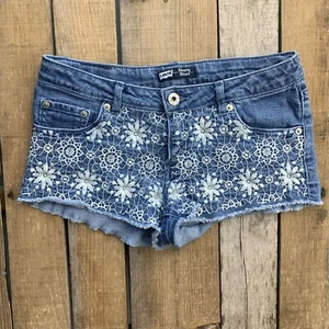 Levis Denim Blue Jean Shorty Shorts Girls Size 16 Reg Floral - Picture 1 of 7