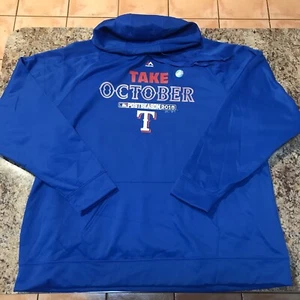 Majestic Texas Rangers Hoodie Sweatshirt 2015 Postseason Take October 3XL Blue - Picture 1 of 13