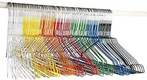 100 Grucce Appendiabiti 40cm Metallo Colori Arcobaleno Assortiti Salvaspazio - Picture 1 of 3