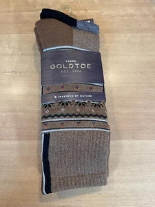 Goldtoe Men's Crew Socks 2 Pair Shoe Size 6-12.5 Fair Isle Crew New - Picture 1 of 2