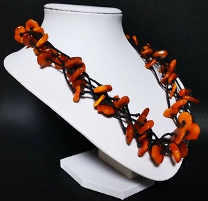 COLLAR DE GARGANTILLA DE COLECCIÓN DE CUENTAS DE COLOR YEMA DE PIEDRA ÁMBAR BÁLTICO - Imagen 1 de 8
