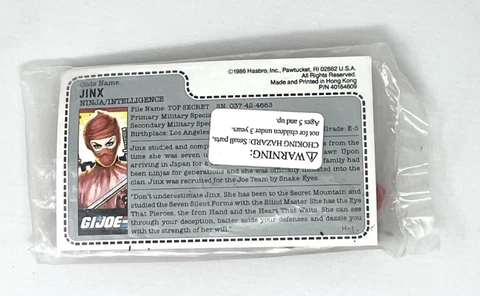 GI JOE ARAH Jinx Figure complete with Red Back Mail Away MISB 1986 Vintage Cover