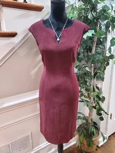 Connected Apparel Womens Maroon Polyester V-Neck Sleeveless Knee Length Dress 12 - Picture 1 of 11