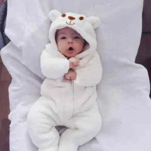 0-12Months Newborn Baby Boy Girl Kids Bear Hooded Romper Jumpsuit Bodysuit Cloth - Picture 1 of 11