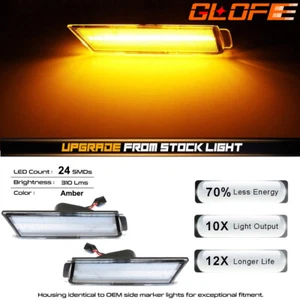 2x Front Clear Amber LED Side Marker Lights For Chevy Camaro 2010-2013 2014 2015 - Picture 1 of 10
